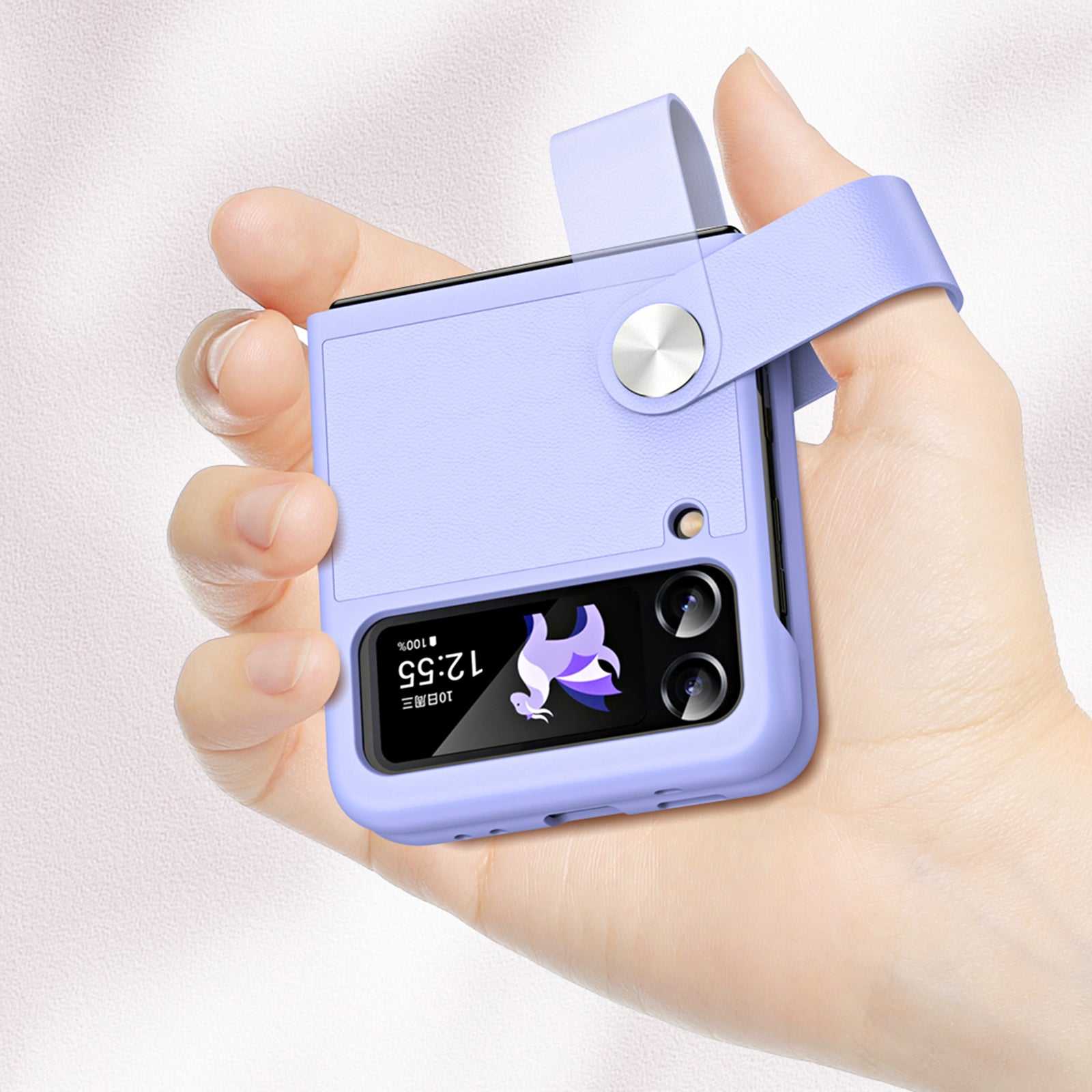 For Samsung Galaxy Z Flip4 5G PU Leather PC Phone Case Finger Strap Holder Kickstand Cover For Samsung Galaxy Z Flip4 5G PU Leather PC Phone Case Finger Strap Holder Kickstand Cover